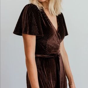 Andi Ribbed Velvet Wrap Dress